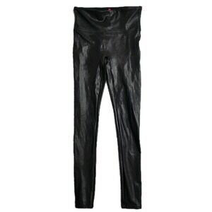 Spanx Leggings Faux Leather Womens XS Black Skinny Stretch Pull On Slimming